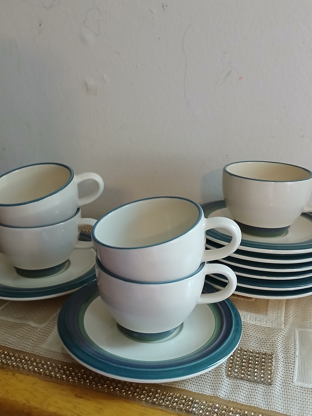 Pfaltzgraff Ocean Breeze 5 Cups and 8 Saucers - Excellent Condition